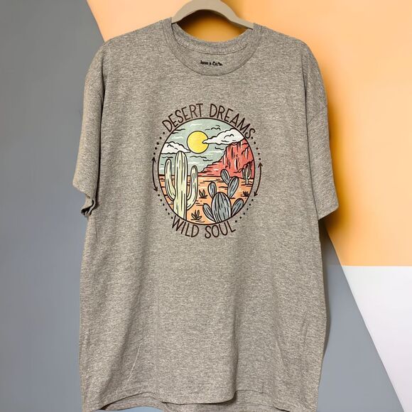 Desert Dreams Wild Soul T-Shirt Gray Boho Aztec Western Sz SMALL - Picture 1 of 3